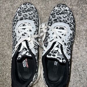 Skechers Bobs Women's Black and White Athletic Shoes